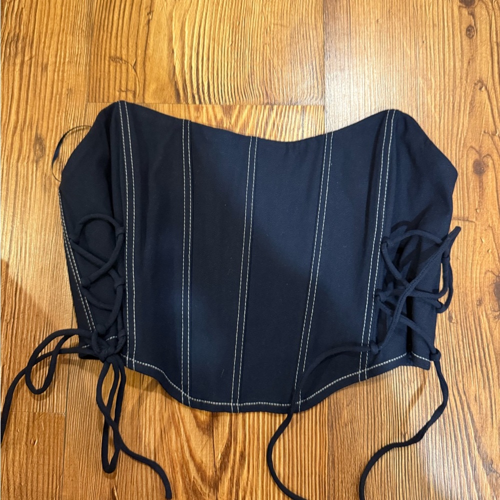 Navy with white lines Garage corset top size medium NWT